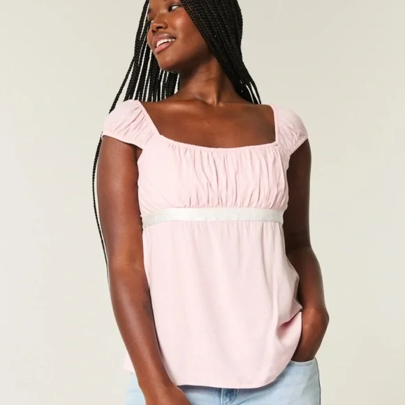 Hollister Easy Satin Tie Babydoll Top - Picture 4 of 8